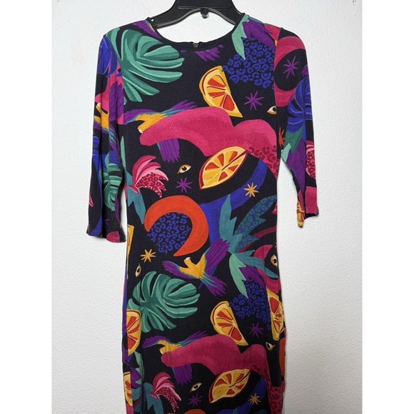 FARM RIO Mystic Jungle Midi Knit Dress Size L Artsy Bohemian - Picture 4 of 12